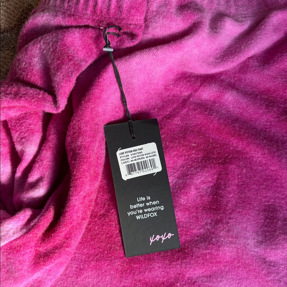 Wildfox Love Potion Knox Tie Dye Wash Hot Pink Knit Joggers LG NWT cozy comfy - Picture 8 of 14
